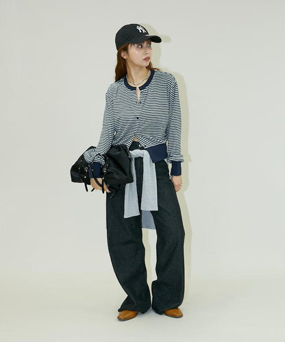 條紋開衫