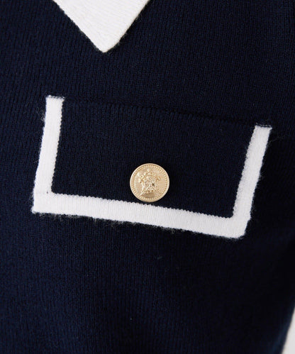 配色短袖針織衫