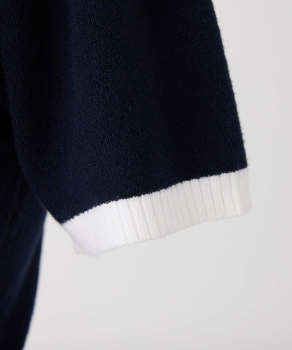 配色短袖針織衫