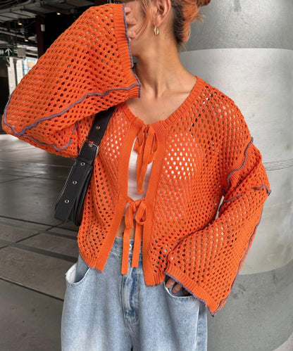 【HELLO.SANFRANCISCO】配色柔和網眼雙用開衫