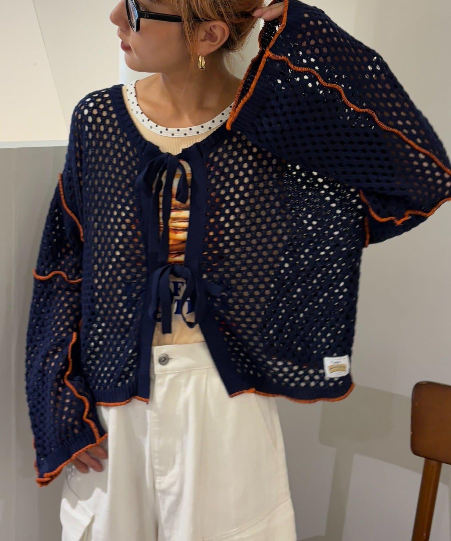 【HELLO.SANFRANCISCO】配色柔和網眼雙用開衫