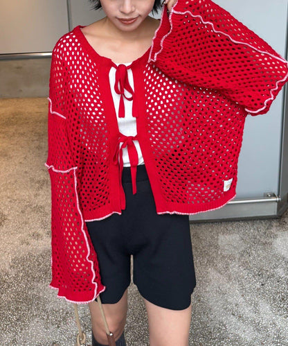 【HELLO.SANFRANCISCO】配色柔和網眼雙用開衫