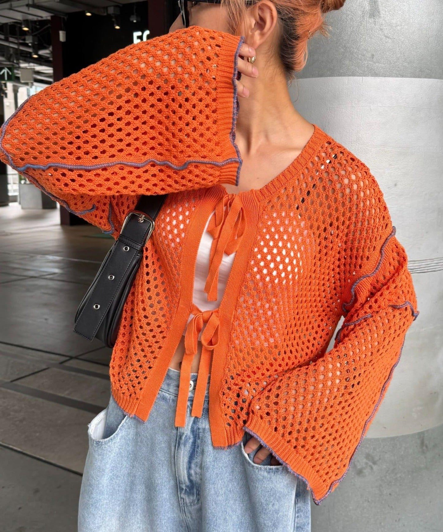 【HELLO.SANFRANCISCO】配色柔和網眼雙用開衫