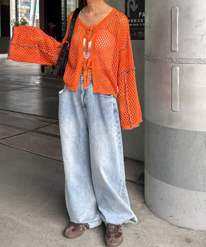 【HELLO.SANFRANCISCO】配色柔和網眼雙用開衫