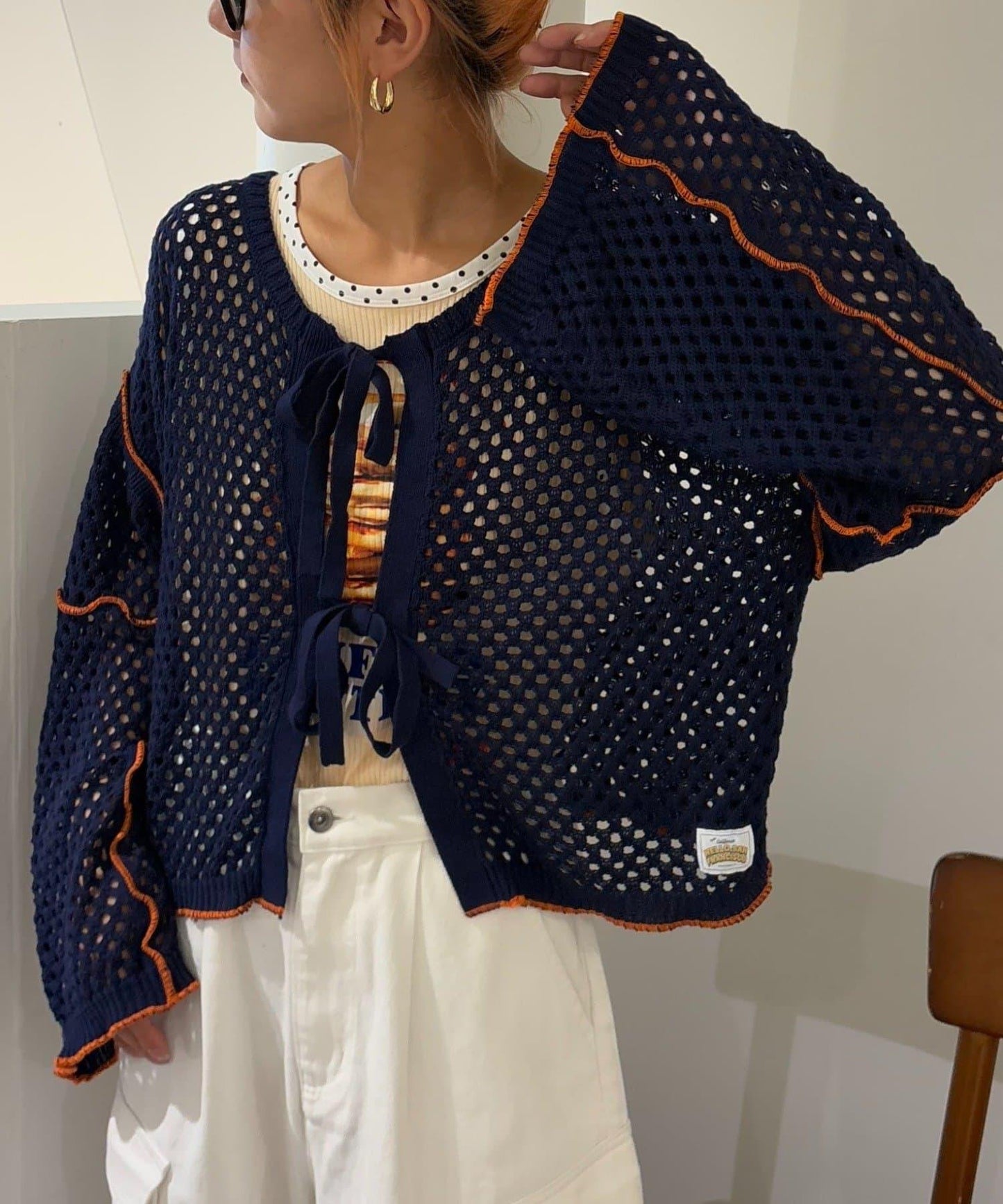 【HELLO.SANFRANCISCO】配色柔和網眼雙用開衫