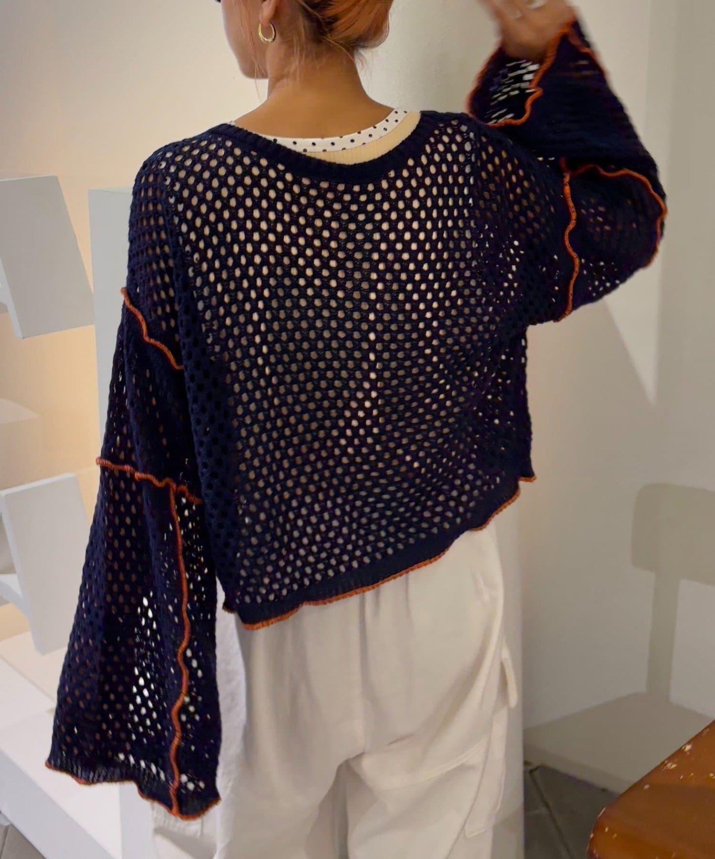 【HELLO.SANFRANCISCO】配色柔和網眼雙用開衫