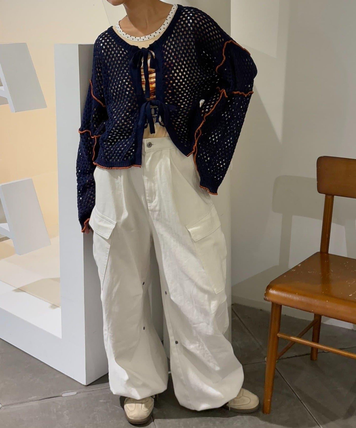 【HELLO.SANFRANCISCO】配色柔和網眼雙用開衫