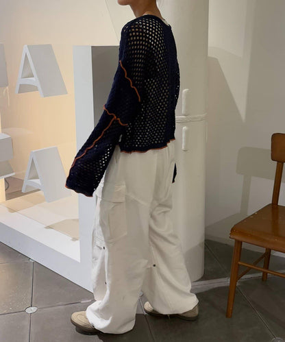 【HELLO.SANFRANCISCO】配色柔和網眼雙用開衫