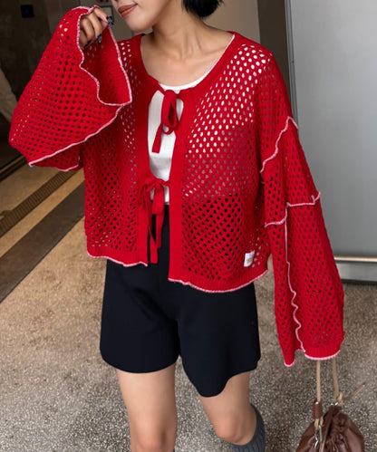 【HELLO.SANFRANCISCO】配色柔和網眼雙用開衫