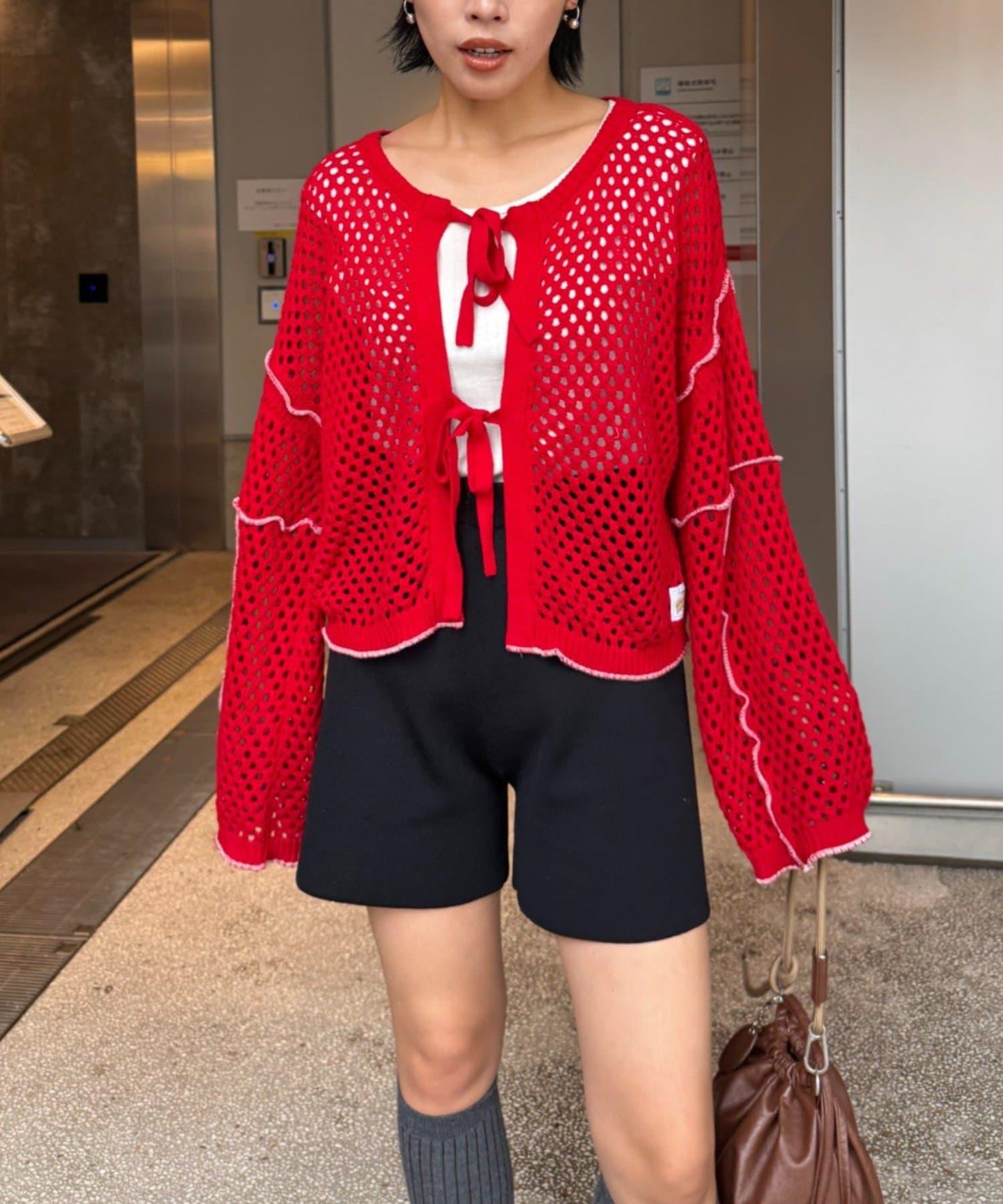 【HELLO.SANFRANCISCO】配色柔和網眼雙用開衫