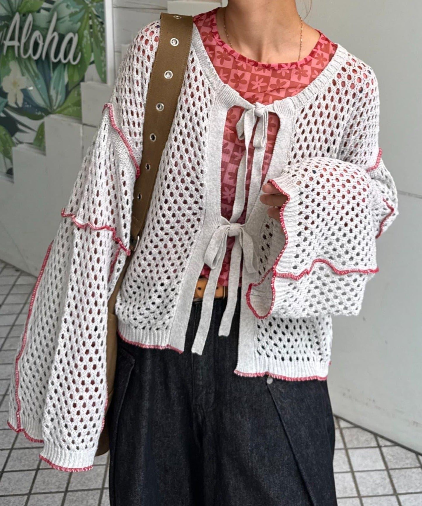 【HELLO.SANFRANCISCO】配色柔和網眼雙用開衫