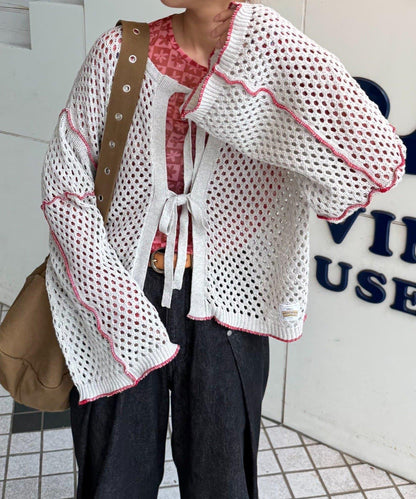 【HELLO.SANFRANCISCO】配色柔和網眼雙用開衫