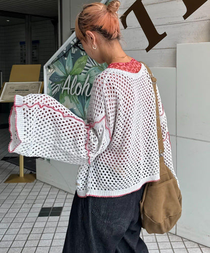 【HELLO.SANFRANCISCO】配色柔和網眼雙用開衫