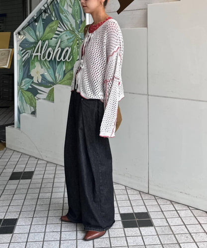 【HELLO.SANFRANCISCO】配色柔和網眼雙用開衫