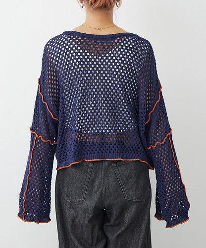 【HELLO.SANFRANCISCO】配色柔和網眼雙用開衫