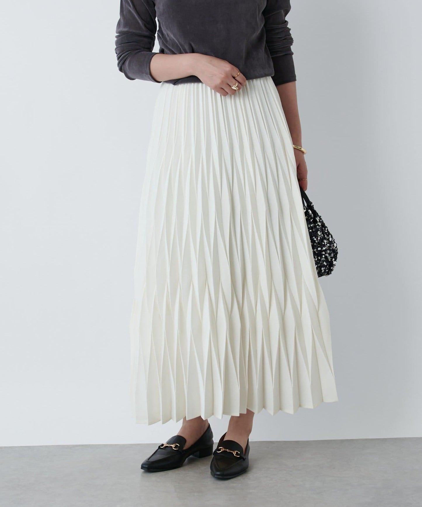 《腰部全鬆緊設計·優雅顯瘦◎》褶皺半身裙