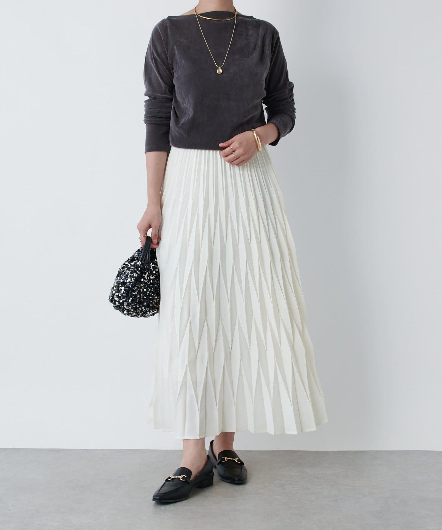 《腰部全鬆緊設計·優雅顯瘦◎》褶皺半身裙