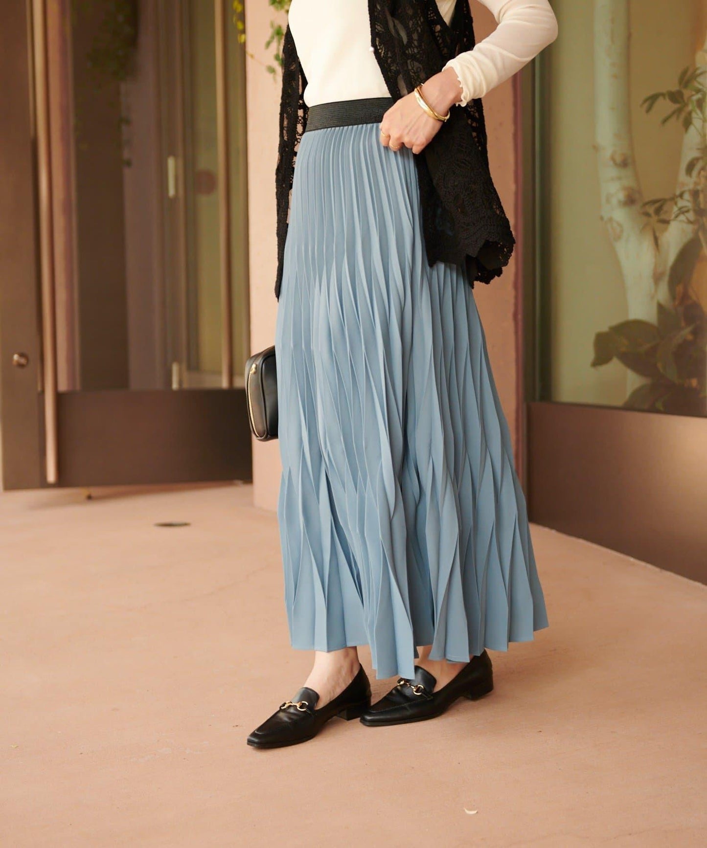 《腰部全鬆緊設計·優雅顯瘦◎》褶皺半身裙