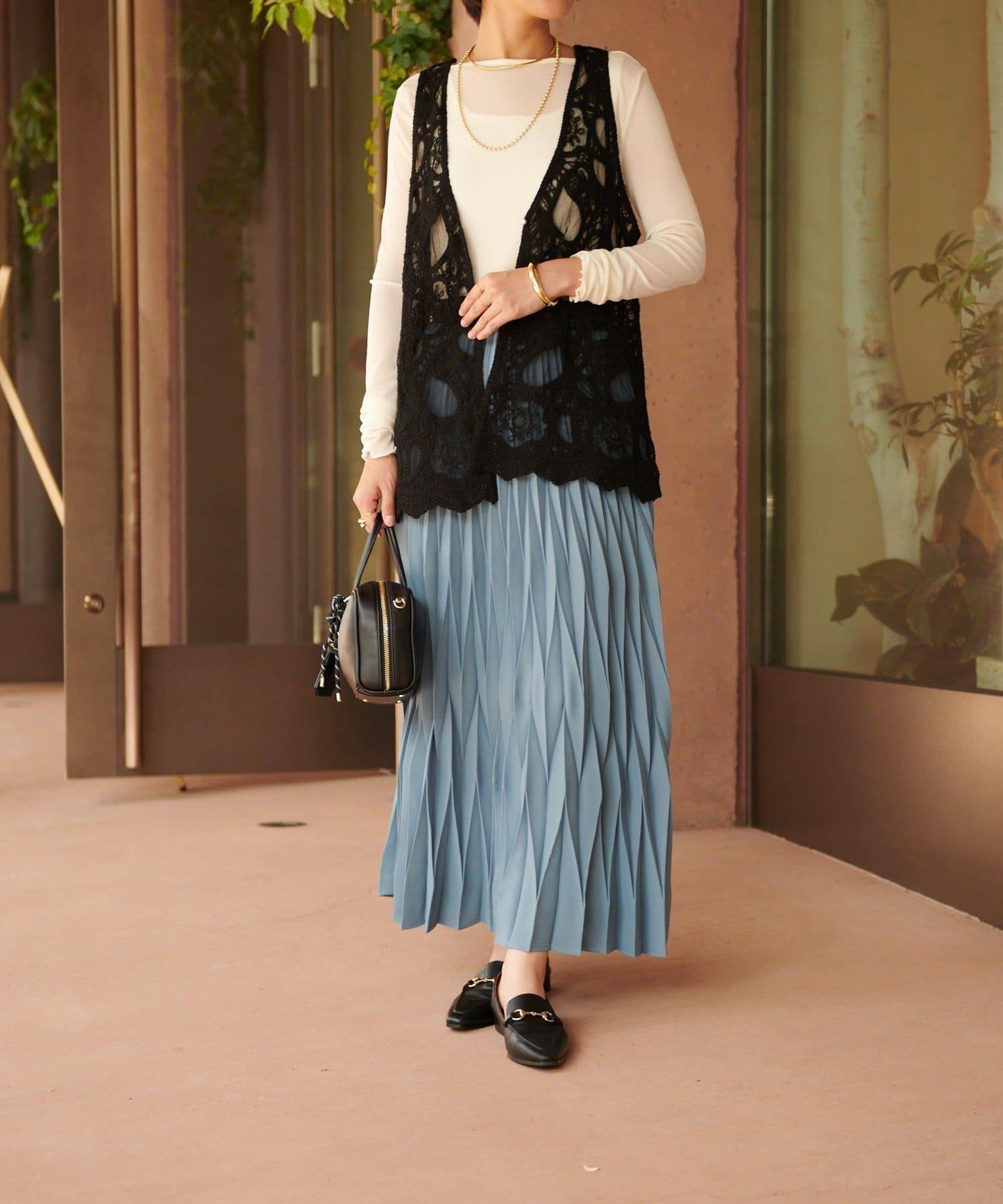 《腰部全鬆緊設計·優雅顯瘦◎》褶皺半身裙