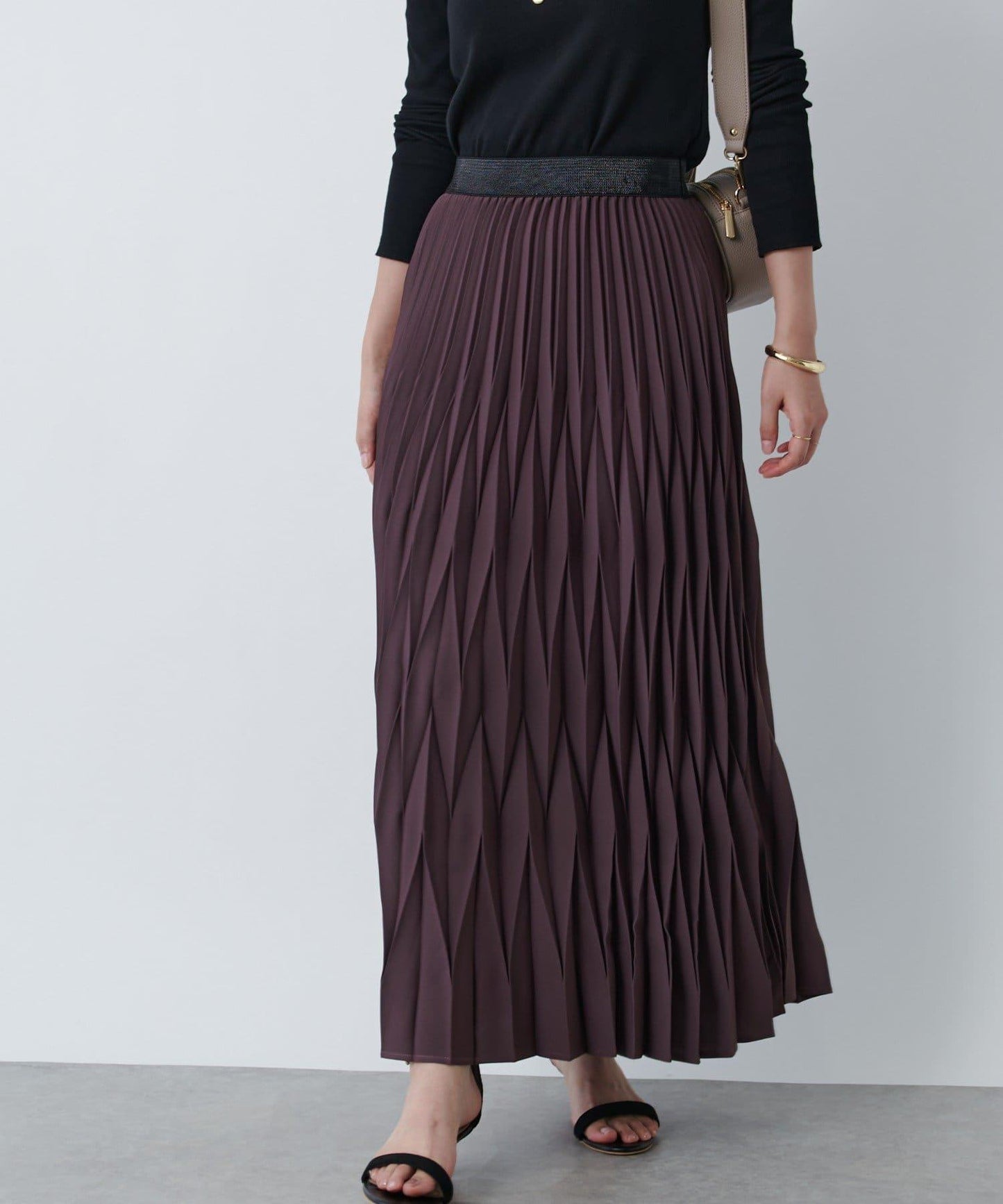 《腰部全鬆緊設計·優雅顯瘦◎》褶皺半身裙