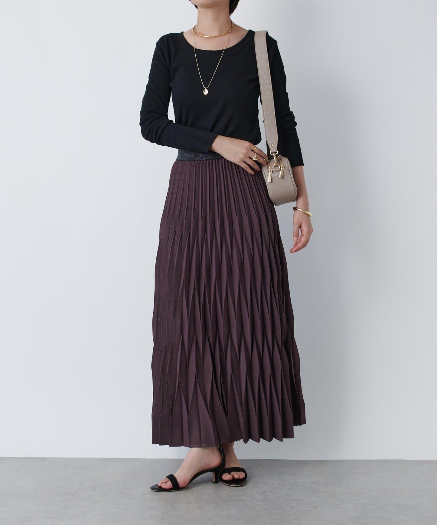 《腰部全鬆緊設計·優雅顯瘦◎》褶皺半身裙