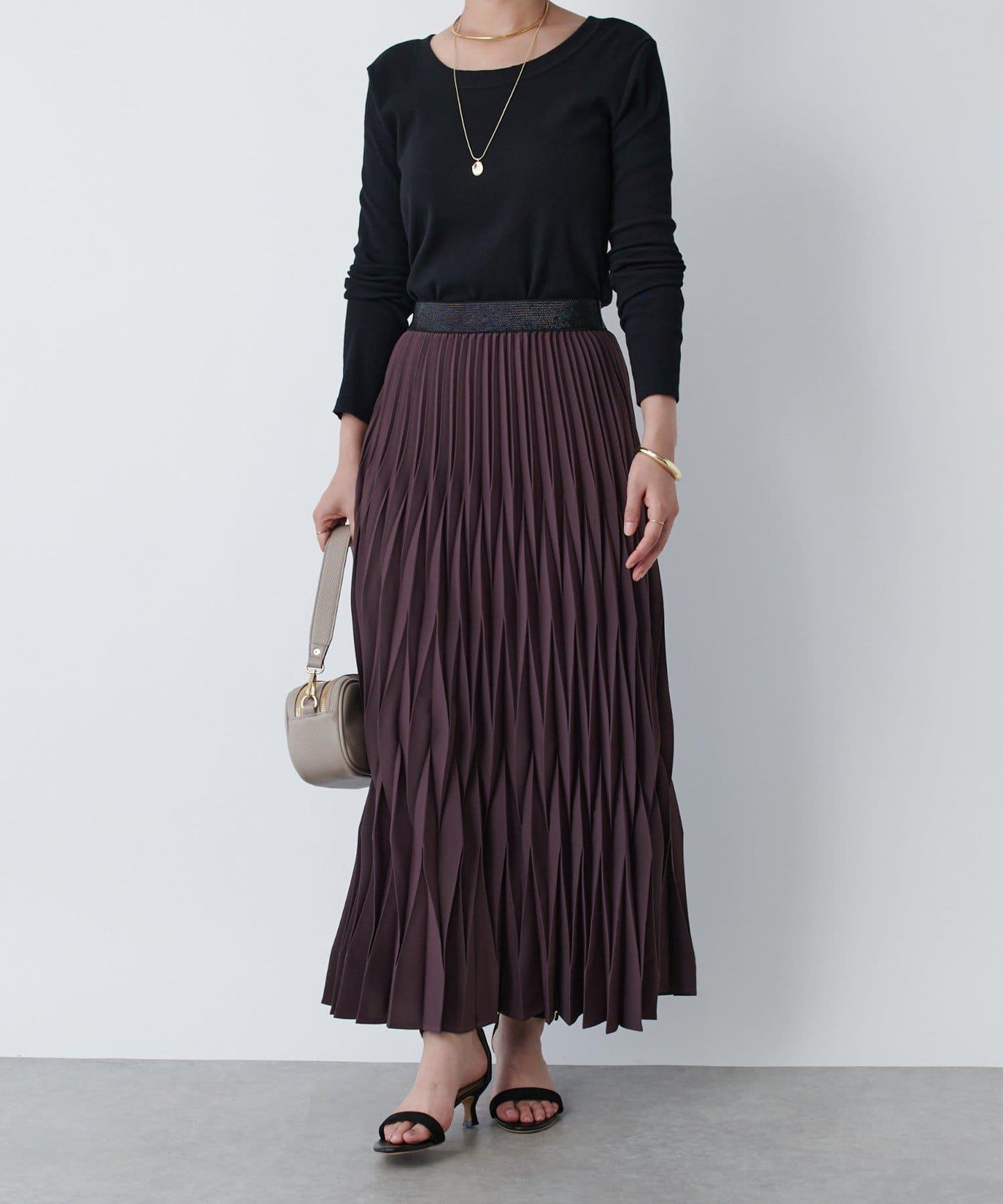 《腰部全鬆緊設計·優雅顯瘦◎》褶皺半身裙