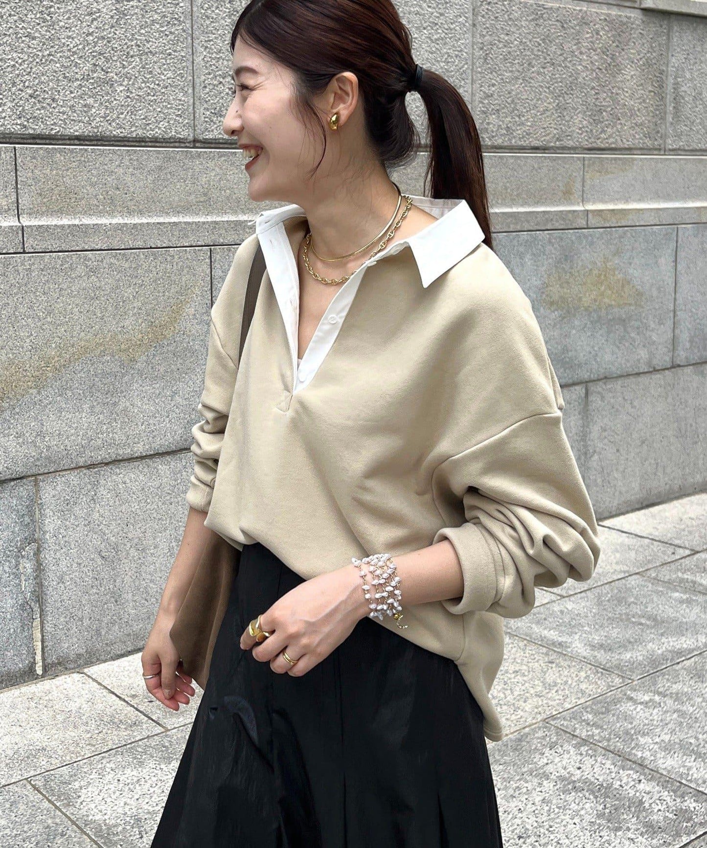 【這邊 企劃】襯衫領拉鍊衛衣上衣