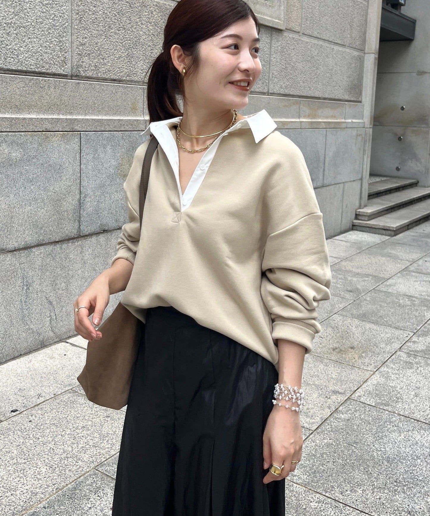 【這邊 企劃】襯衫領拉鍊衛衣上衣