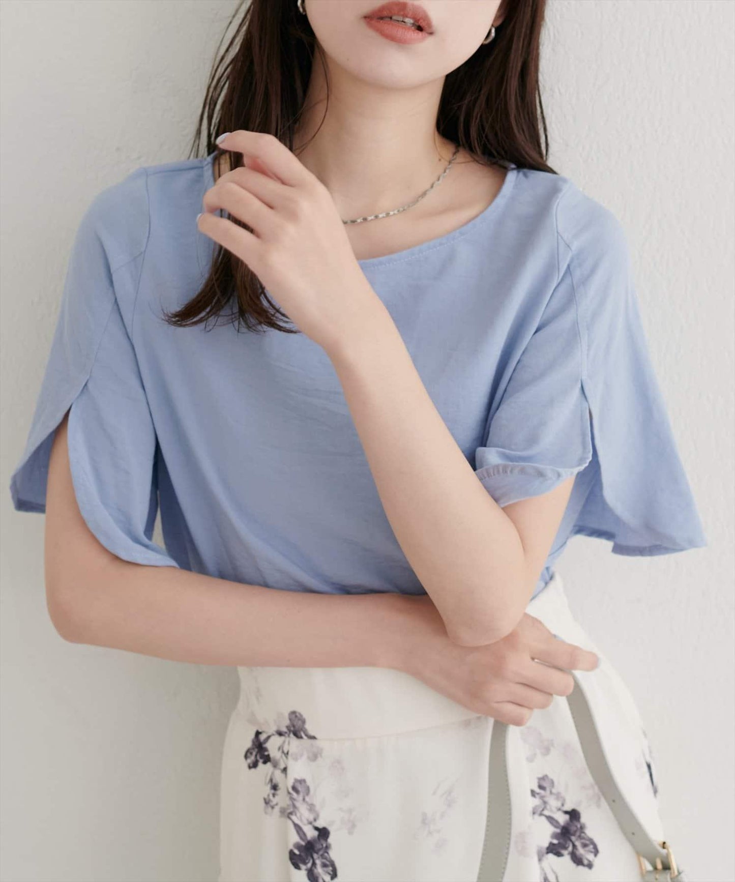 【限定】荷葉邊麻質藍調襯衫