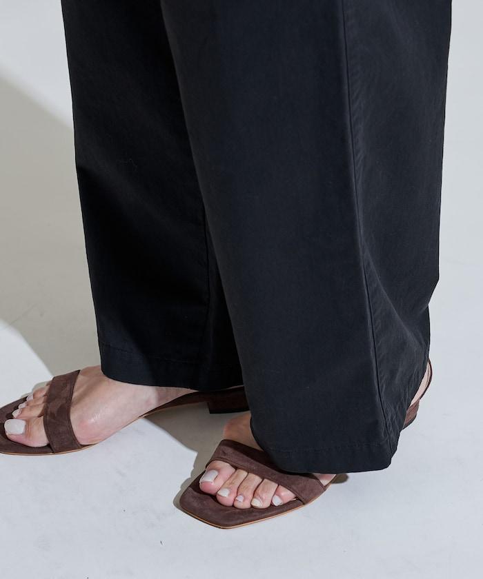 斜紋織物寬鬆直筒褲＜可搭配套裝＞