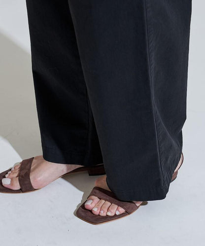 斜紋織物寬鬆直筒褲＜可搭配套裝＞