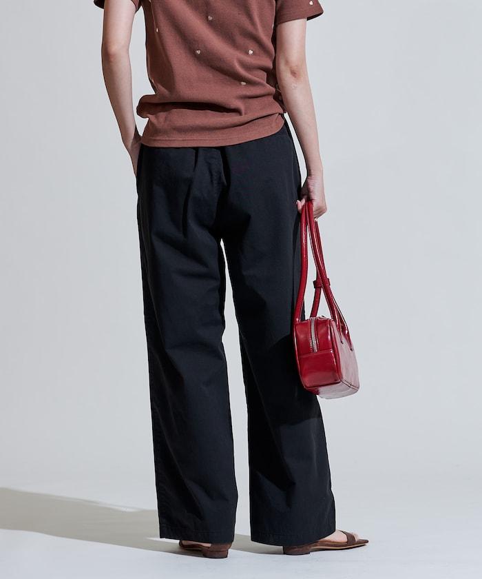 斜紋織物寬鬆直筒褲＜可搭配套裝＞