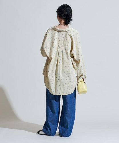 斜紋織物寬鬆直筒褲＜可搭配套裝＞