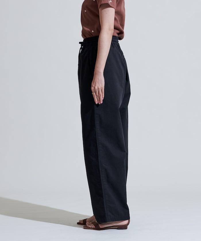 斜紋織物寬鬆直筒褲＜可搭配套裝＞