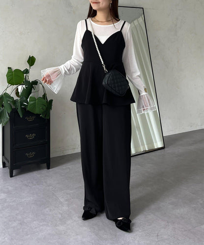 袖口荷葉邊蕾絲透視上衣