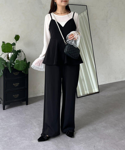 袖口荷葉邊蕾絲透視上衣