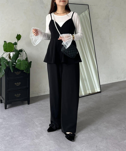 袖口荷葉邊蕾絲透視上衣