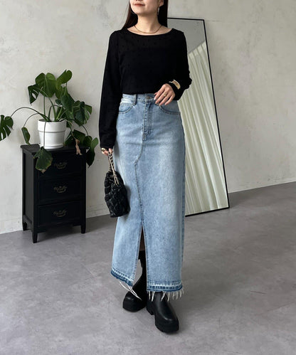 絨面圓點船領雪紡上衣