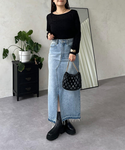 絨面圓點船領雪紡上衣