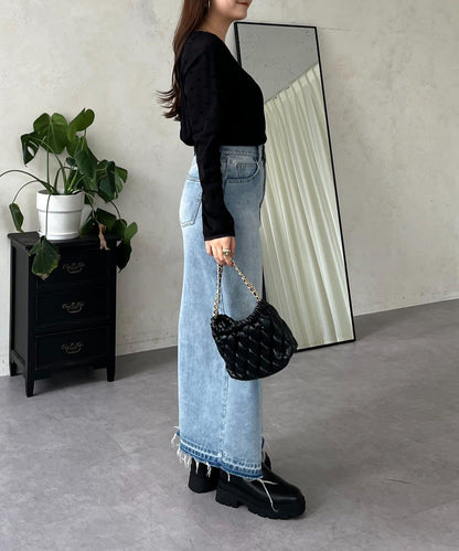 絨面圓點船領雪紡上衣