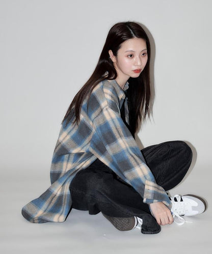 超大號格子襯衫