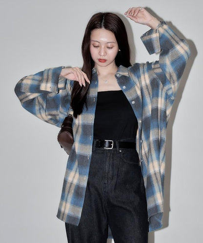 超大號格子襯衫