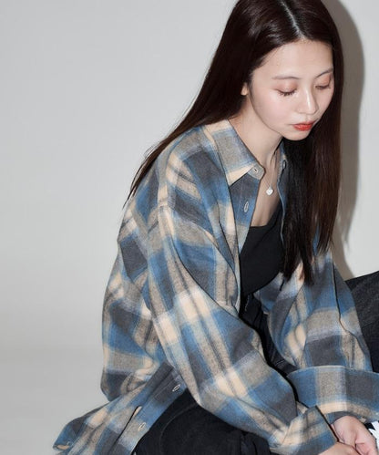 超大號格子襯衫