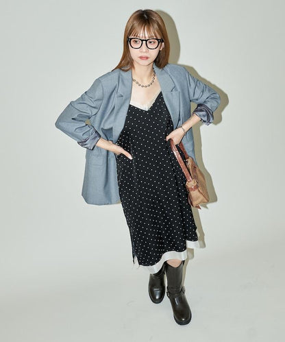 圓點吊帶連衣裙