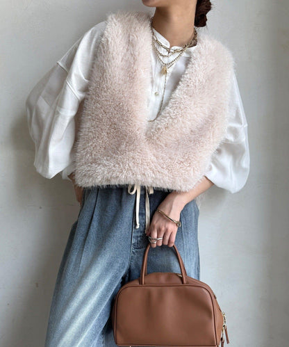 側邊扣假羊絨毛絨套頭衫