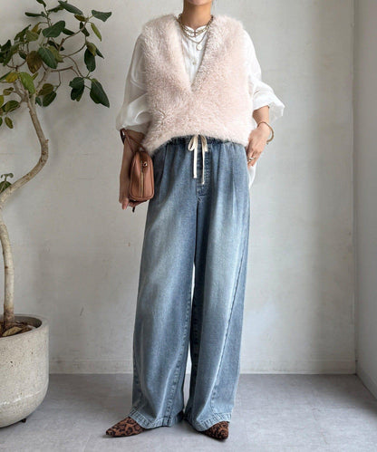 側邊扣假羊絨毛絨套頭衫