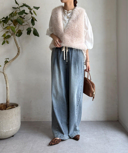 側邊扣假羊絨毛絨套頭衫