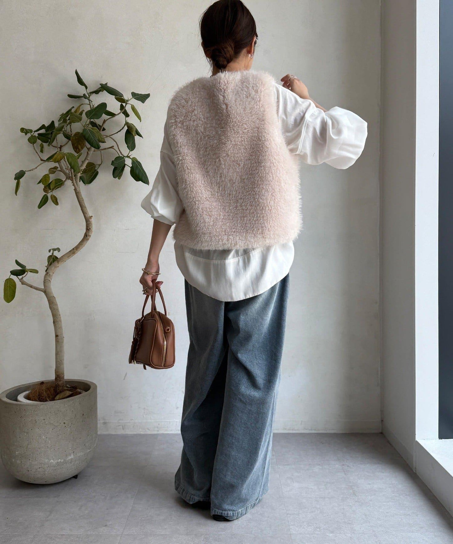 側邊扣假羊絨毛絨套頭衫