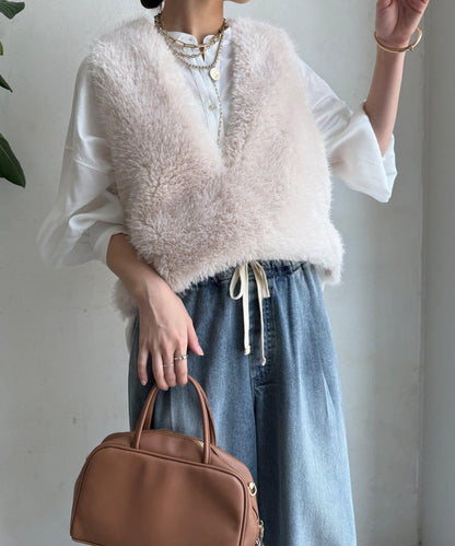 側邊扣假羊絨毛絨套頭衫