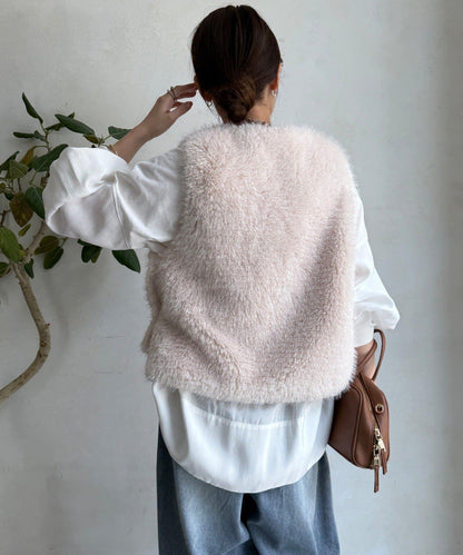 側邊扣假羊絨毛絨套頭衫